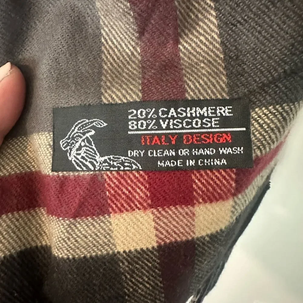 Italy Design Cashmere Blend Plaid Scarf